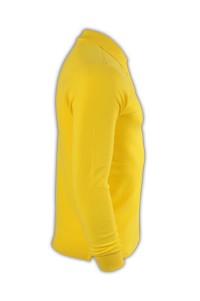 SKLPS008 solid color banana yellow 049 long-sleeved men's Polo shirt 1AD01 supply order solid color long-sleeved polo shirt cotton breathable polo shirt polo shirt made in hong kong price back view